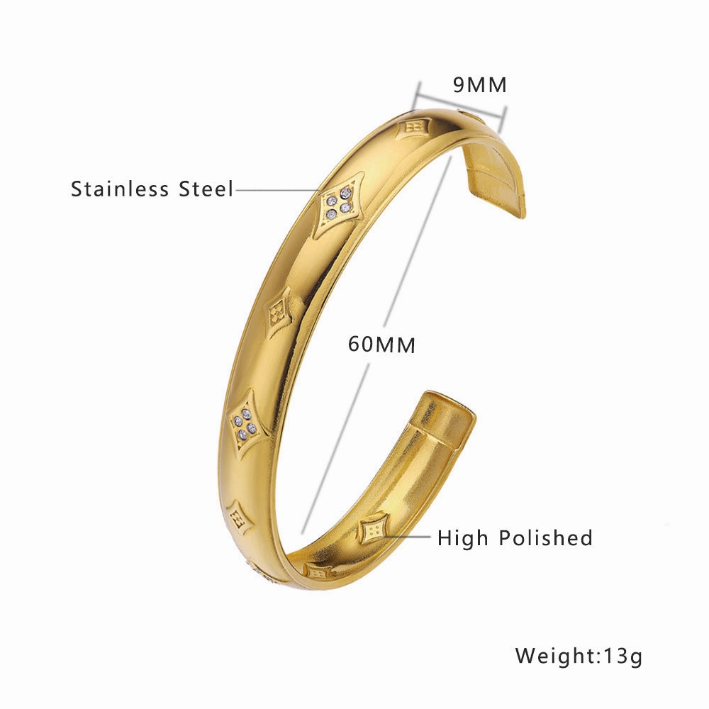 Wholesale 18k Gold Plated Diamond-shaped Adjustable Bracelet