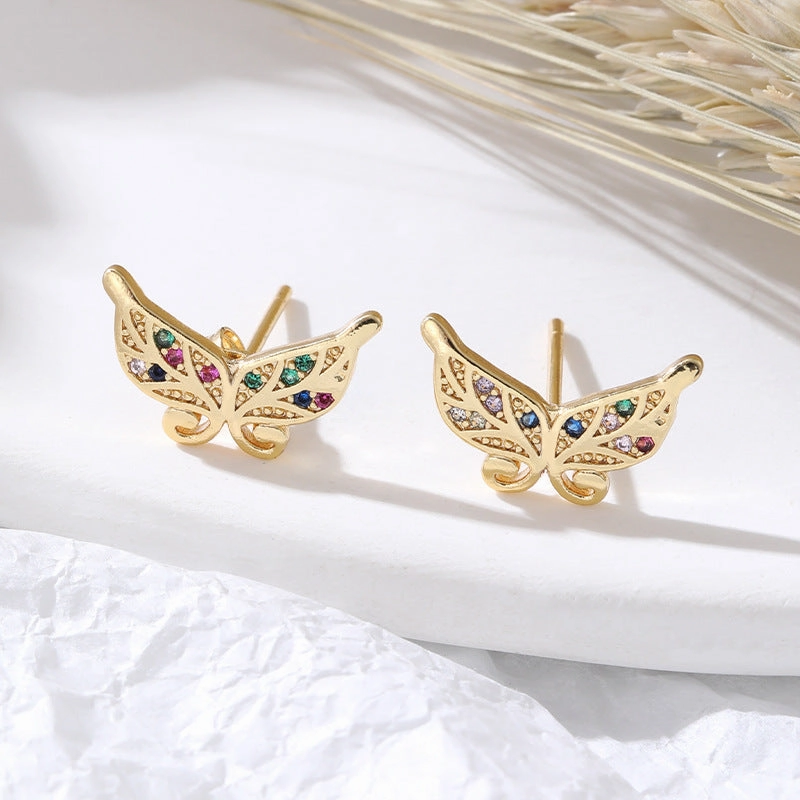 Wholesale 18K Gold Plated Hollow Out Butterfly Copper Earrings