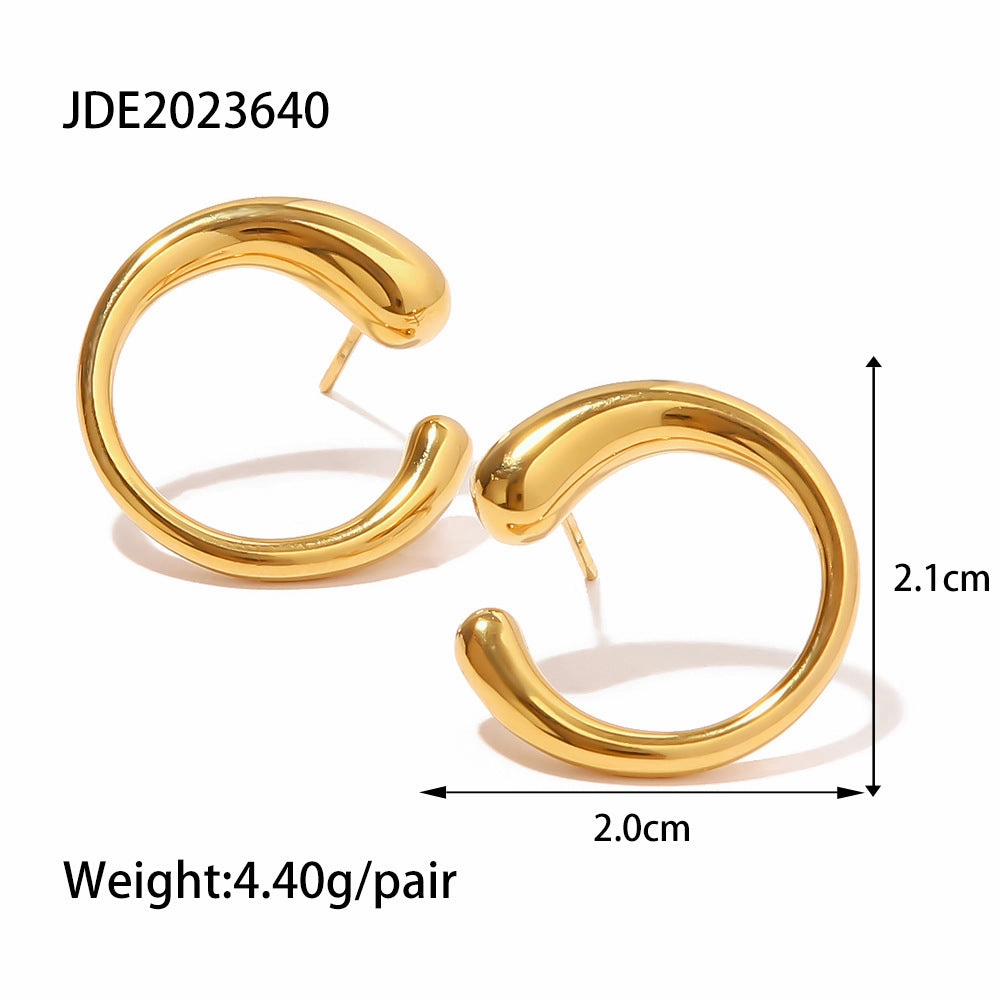 Wholesale 18K Gold Plated Pearl/White Diamond Earrings Stainless Steel