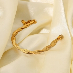 Wholesale 18k Gold-plated Stainless Steel Double Cross Snake Chain Bracelet