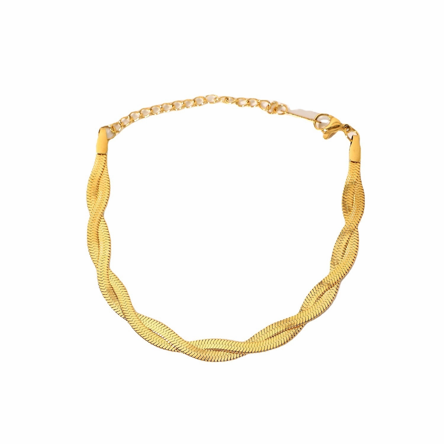Wholesale 18k Gold-plated Stainless Steel Double Cross Snake Chain Bracelet