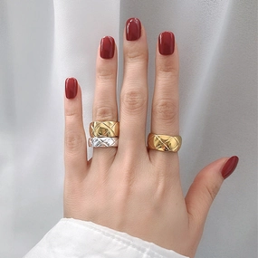 Wholesale 18K Gold Plated Stainless Steel Halo Ring
