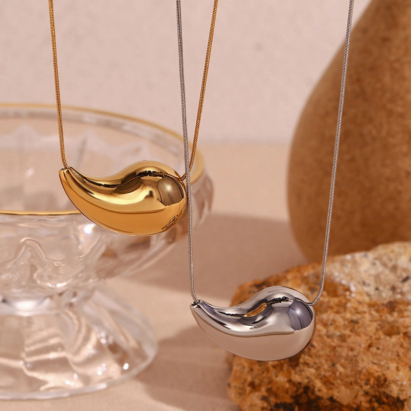 Wholesale 18K Gold Plated Stainless Steel Hollow Water Drop Necklace
