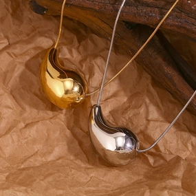 Wholesale 18K Gold Plated Stainless Steel Hollow Water Drop Necklace