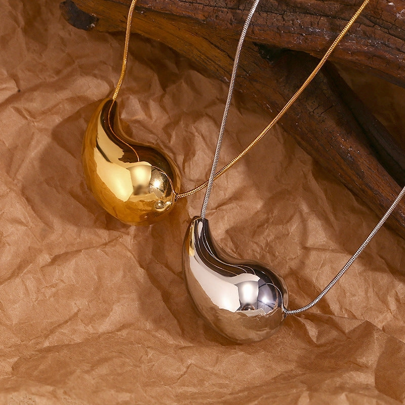 Wholesale 18K Gold Plated Stainless Steel Hollow Water Drop Necklace