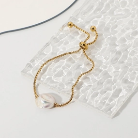 Wholesale 18k Gold-plated Stainless Steel Pearl Bracelet