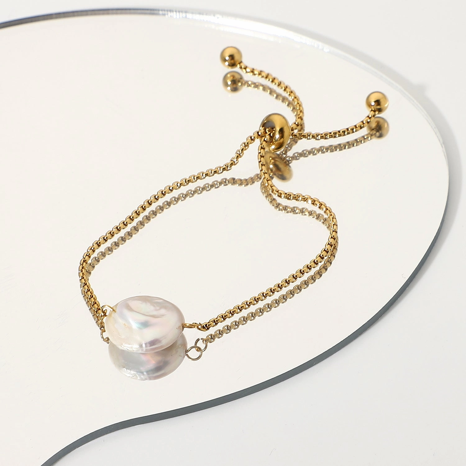 Wholesale 18k Gold-plated Stainless Steel Pearl Bracelet