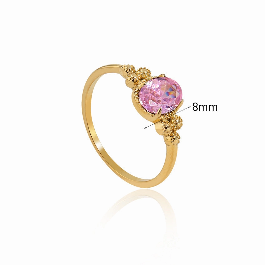 Wholesale 18K Gold Plated Stainless Steel Ring with Crystal Halo Stone