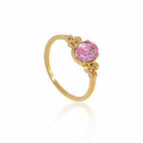 Wholesale 18K Gold Plated Stainless Steel Ring with Crystal Halo Stone