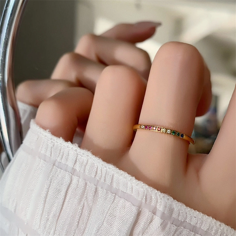 Wholesale 18K Gold Plated Stainless Steel Stacking Diamond Rings