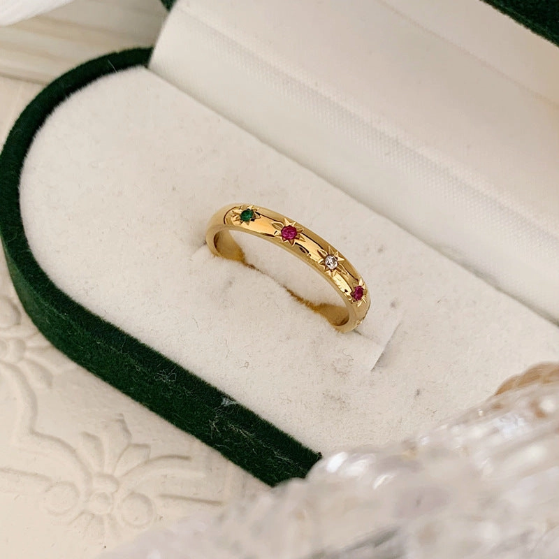 Wholesale 18K Gold Plated Stainless Steel Stacking Diamond Rings