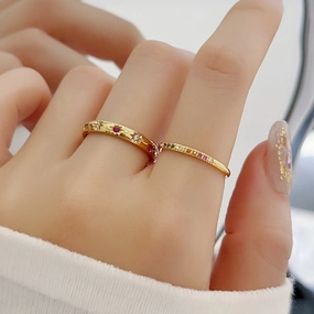 Wholesale 18K Gold Plated Stainless Steel Stacking Diamond Rings