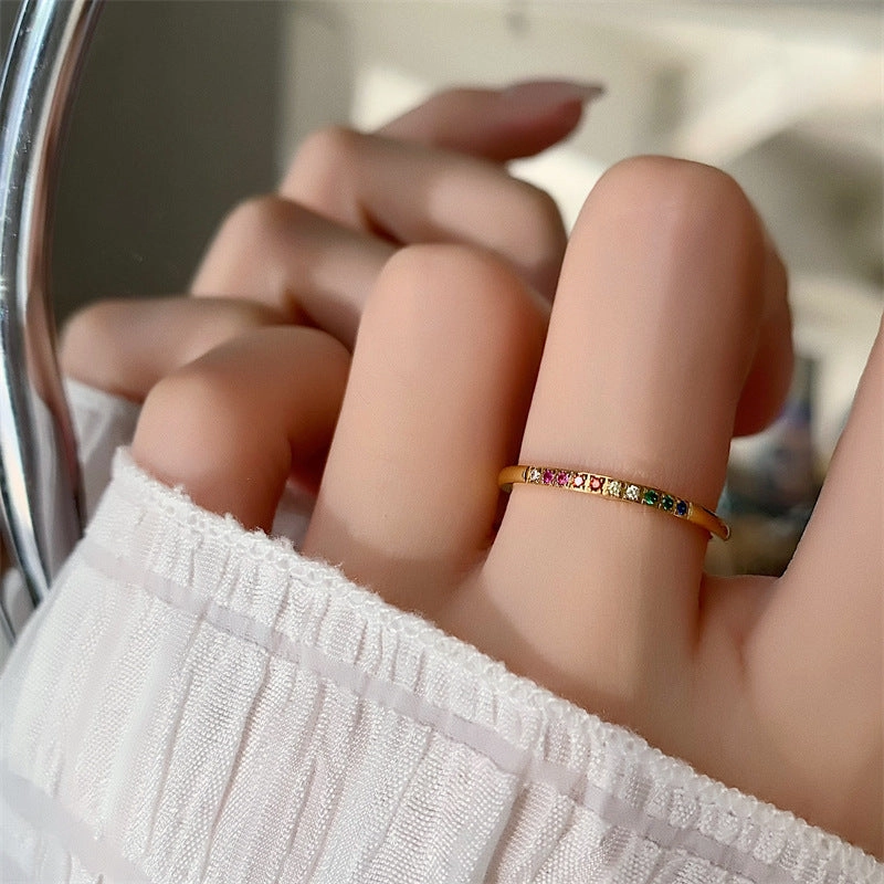 Wholesale 18K Gold Plated Stainless Steel Stacking Diamond Rings