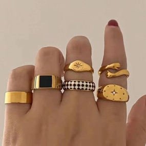 Wholesale 18K Gold Plated Stainless Steel Stacking Ring Set