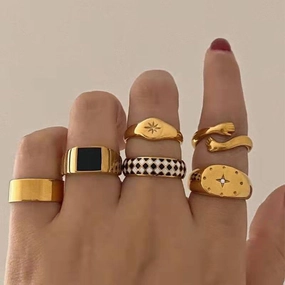 Wholesale 18K Gold Plated Stainless Steel Stacking Ring Set