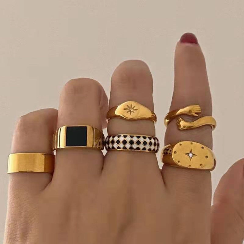 Wholesale 18K Gold Plated Stainless Steel Stacking Ring Set