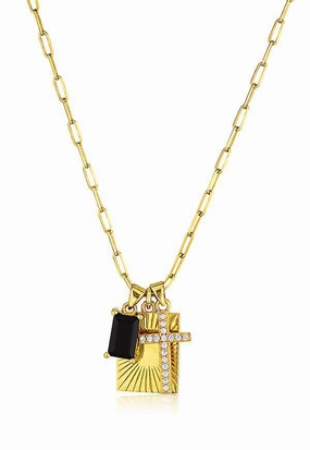 Wholesale 18K Gold Plated Stainless Steel Thin Chain Lock Cross Titanium Steel Necklace