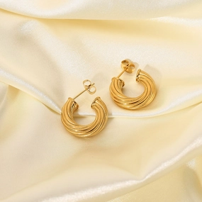 Wholesale 18K Gold Plated Stainless Steel Twisted Earrings