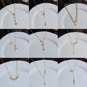 Wholesale 18K Gold Plated Titanium Steel Geometric Rhombus Necklace Clavicle Chain