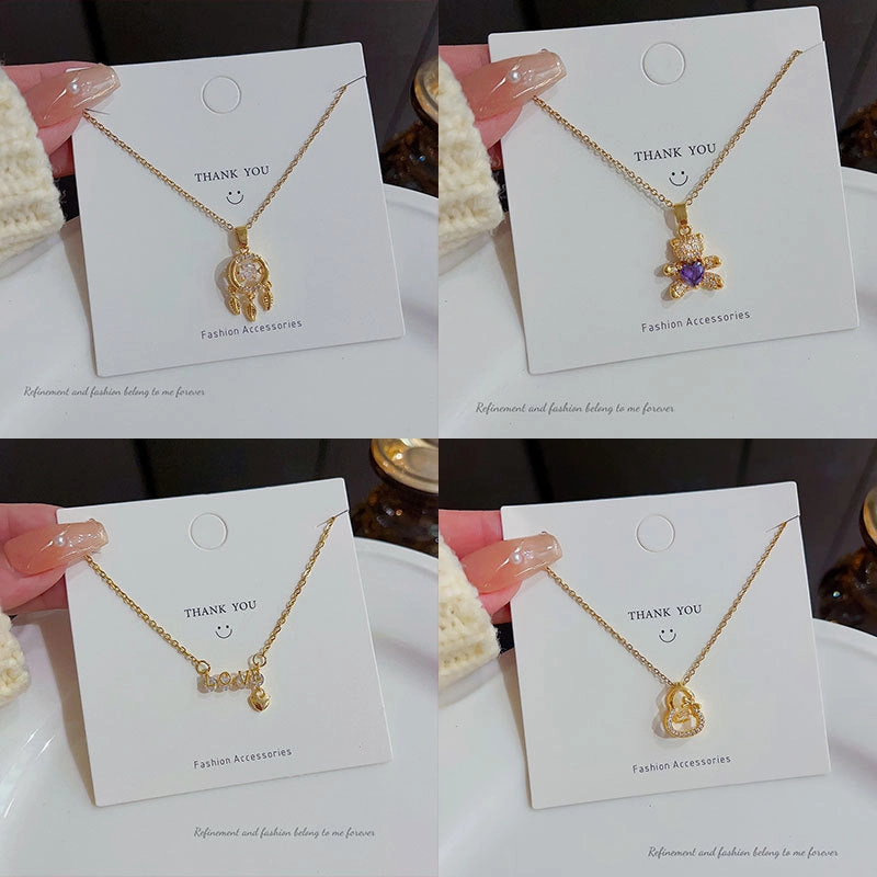 Wholesale 18K Gold Plated Titanium Steel Geometric Rhombus Necklace Clavicle Chain