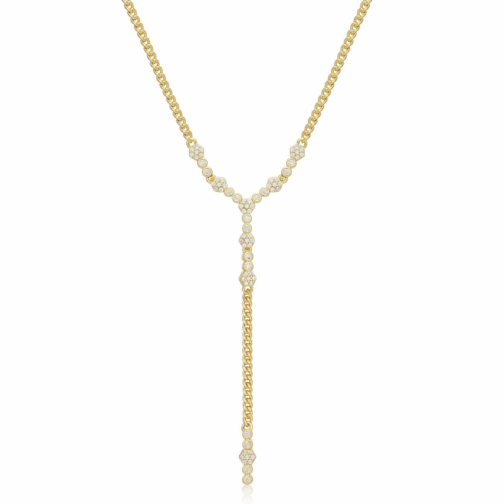 Wholesale 18k Gold-plated Titanium Steel Tassel Zircon Necklace