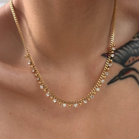 Wholesale 18k Gold-plated Titanium Steel Tassel Zircon Necklace
