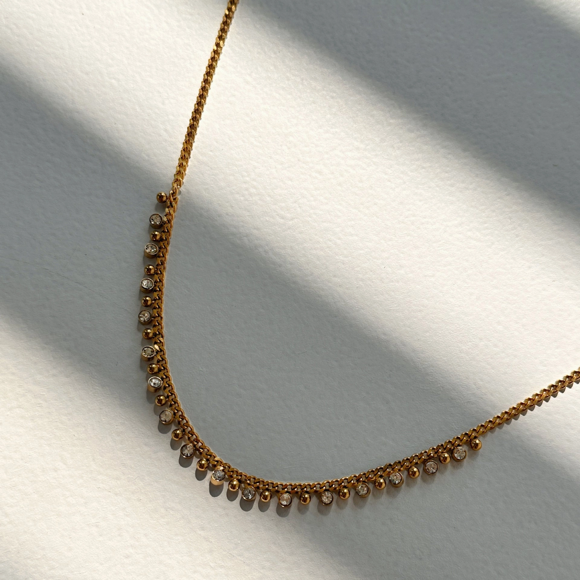 Wholesale 18k Gold-plated Titanium Steel Tassel Zircon Necklace