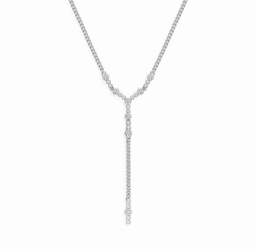 Wholesale 18k Gold-plated Titanium Steel Tassel Zircon Necklace