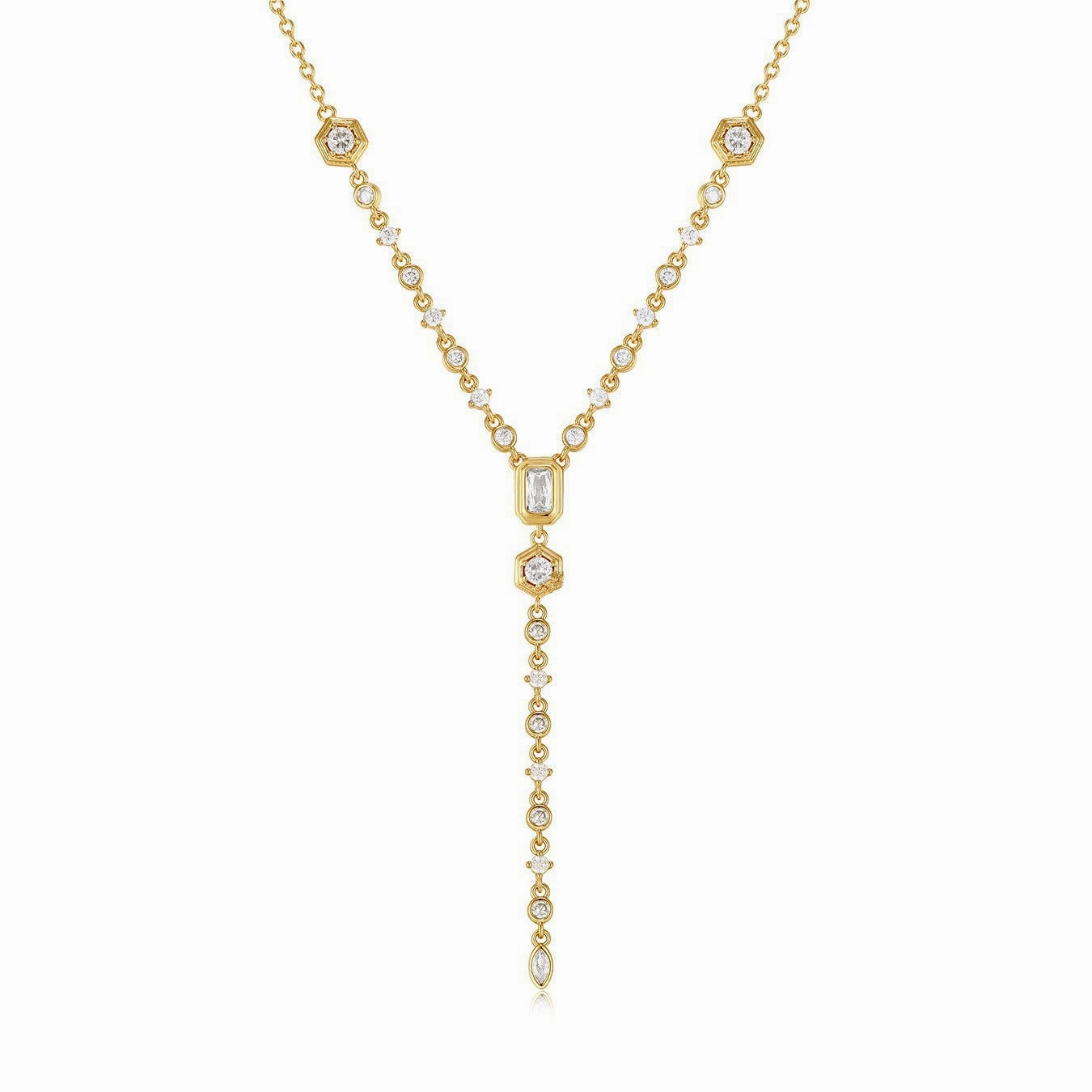 Wholesale 18k Gold-plated Titanium Steel Tassel Zircon Necklace