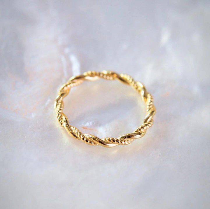 Wholesale 18K Gold Plated Wavy Twisted Rope Twist Stainless Steel Ring