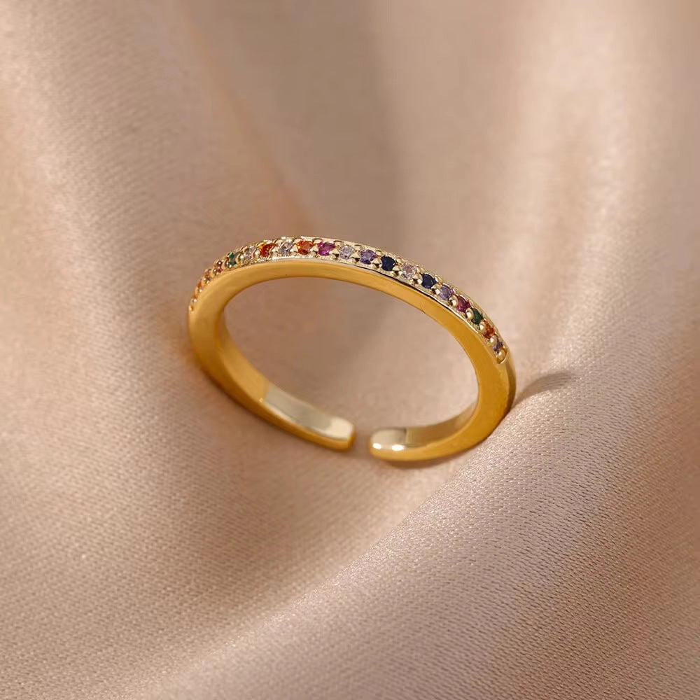 Wholesale 18K gold platedzircon ring ins female fashion design feeling   ring