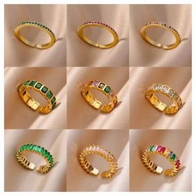 Wholesale 18K gold platedzircon ring ins female fashion design feeling   ring