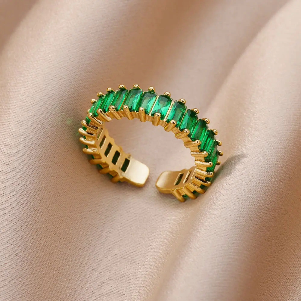 Wholesale 18K gold platedzircon ring ins female fashion design feeling   ring
