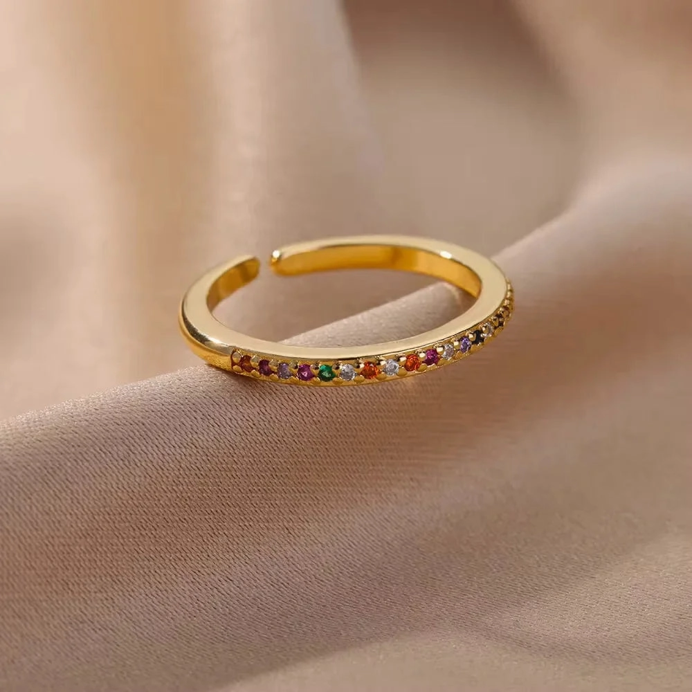 Wholesale 18K gold platedzircon ring ins female fashion design feeling   ring
