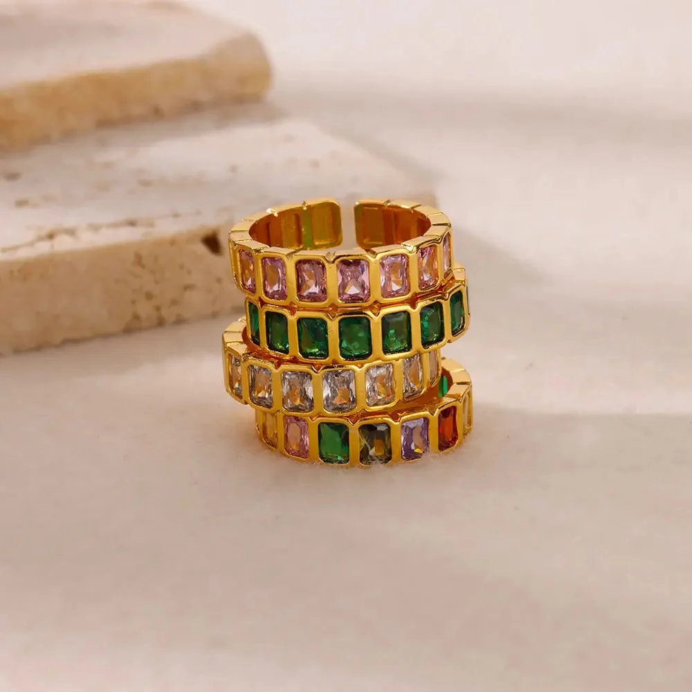 Wholesale 18K gold platedzircon ring ins female fashion design feeling   ring