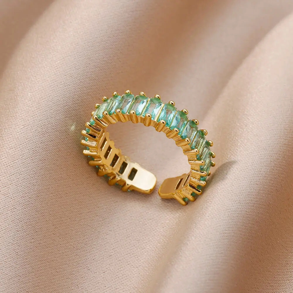 Wholesale 18K gold platedzircon ring ins female fashion design feeling   ring