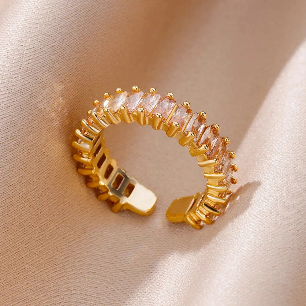 Wholesale 18K gold platedzircon ring ins female fashion design feeling   ring