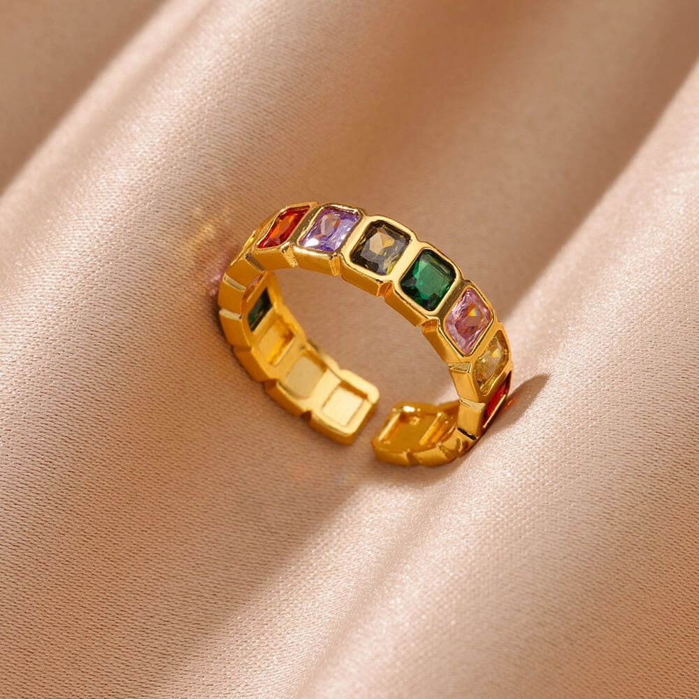 Wholesale 18K gold platedzircon ring ins female fashion design feeling   ring