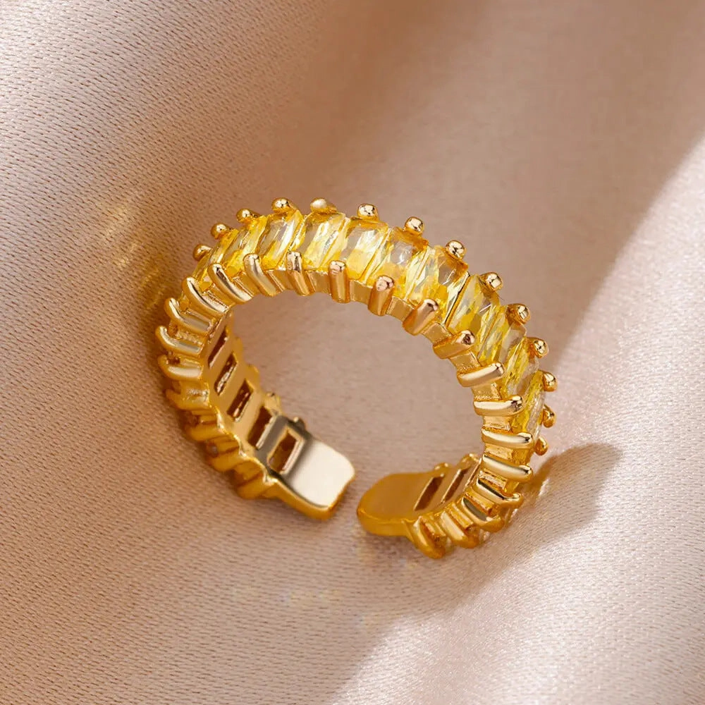 Wholesale 18K gold platedzircon ring ins female fashion design feeling   ring