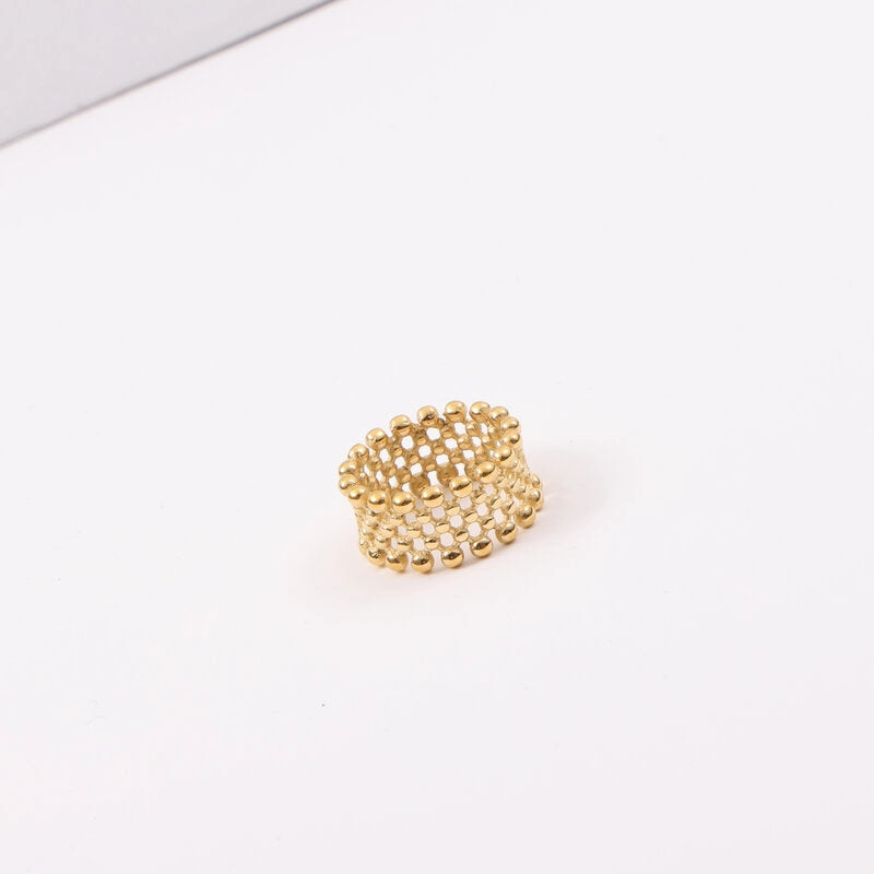 Wholesale 18k Gold Small Round Beads Matrix Arrangement Ring
