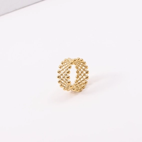Wholesale 18k Gold Small Round Beads Matrix Arrangement Ring