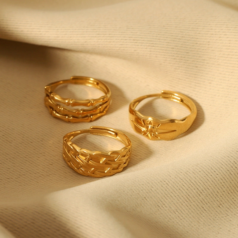 Wholesale 18K Gold Stainless Steel Adjustable Ring