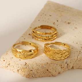 Wholesale 18K Gold Stainless Steel Adjustable Ring