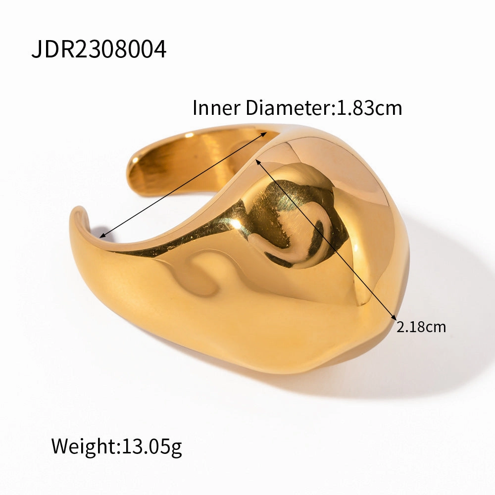 Wholesale 18K Gold Stainless Steel Chubby Open Spherical Hammer Ring