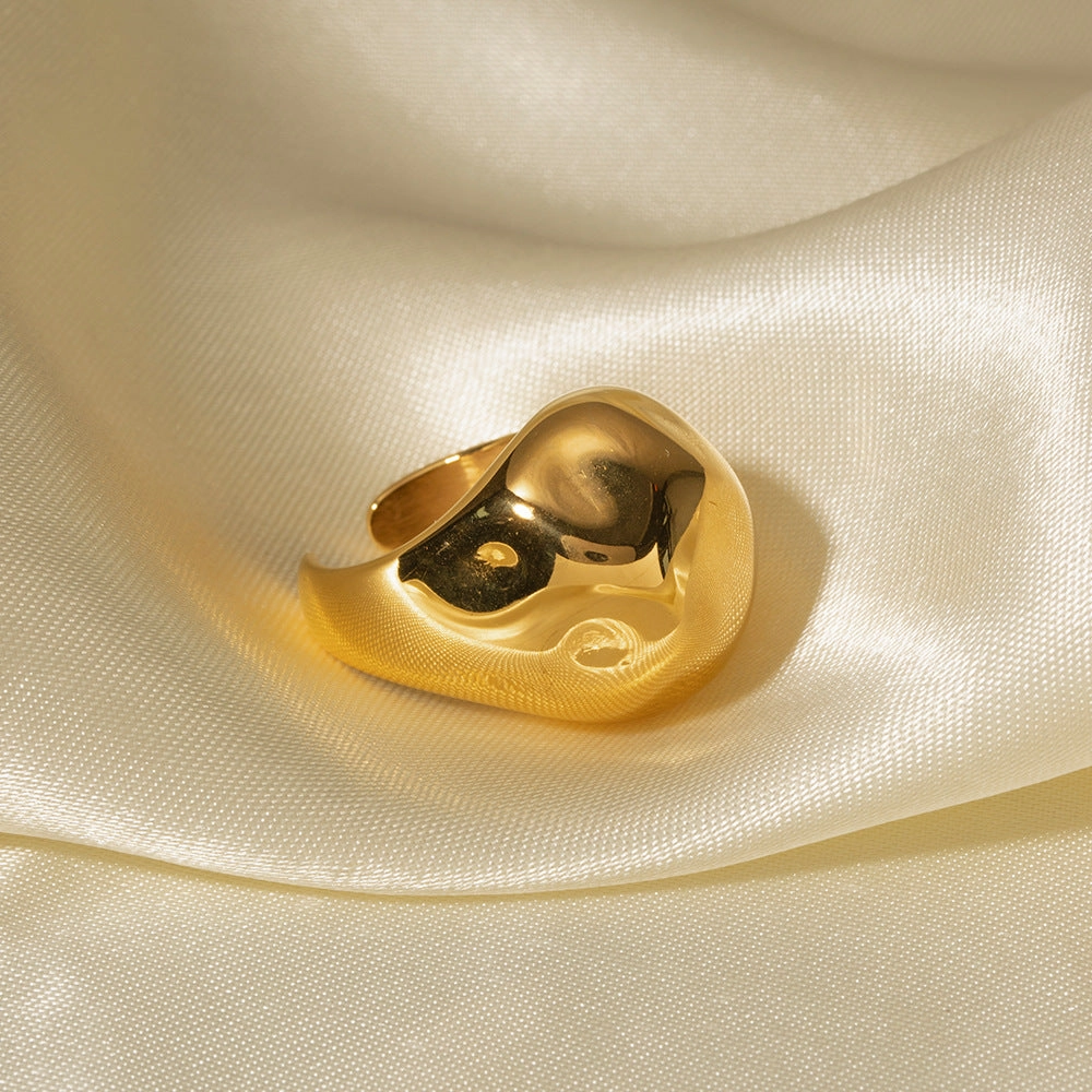 Wholesale 18K Gold Stainless Steel Chubby Open Spherical Hammer Ring