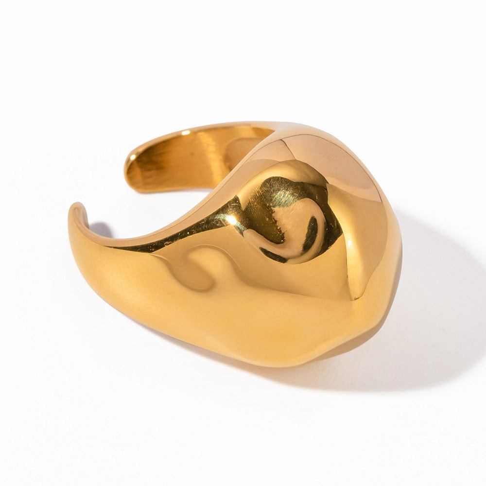 Wholesale 18K Gold Stainless Steel Chubby Open Spherical Hammer Ring