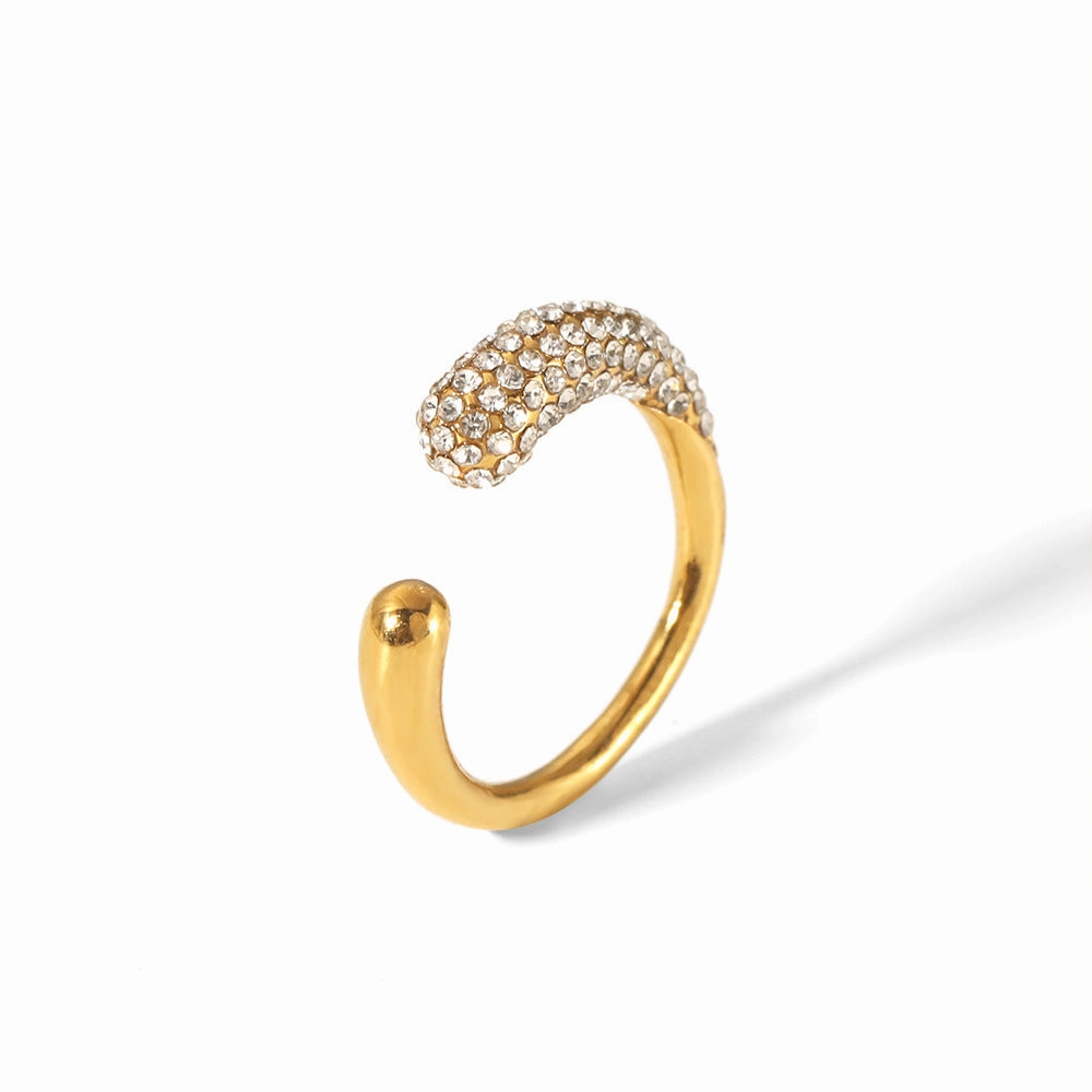 Wholesale 18K Gold Stainless Steel Diamond Set Open Ring