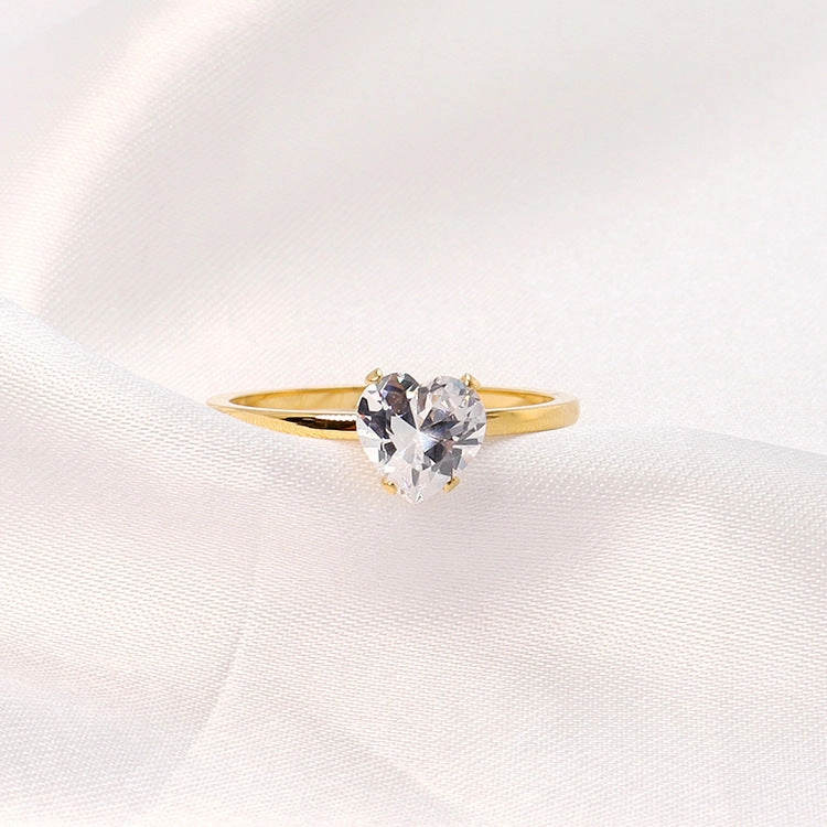 Wholesale 18K Gold Stainless Steel Heart Ring