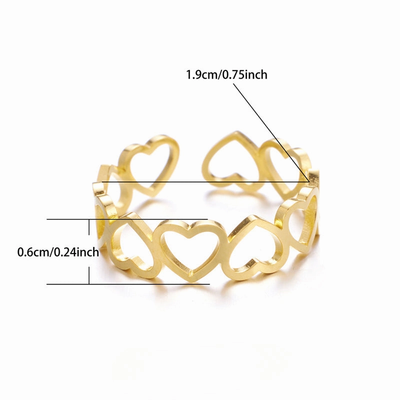 Wholesale 18K Gold Stainless Steel Hollow Heart Opening Ring