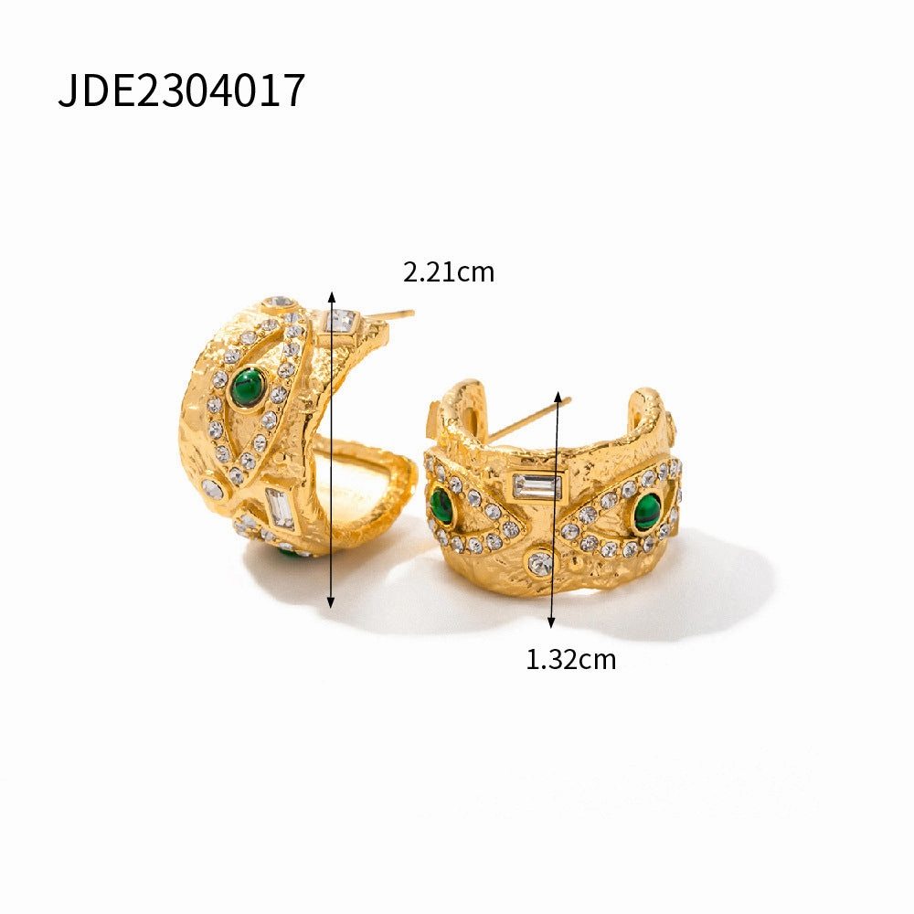 Wholesale 18K Gold Stainless Steel Inlaid Zircon Square Demon Eye Square Brand Ring